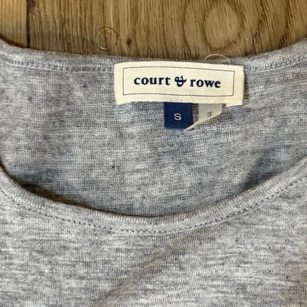 NWT Court & Rowe Gray Knit Top Small Stripe Tie Sleeve Detail Preppy Classic - Picture 7 of 7